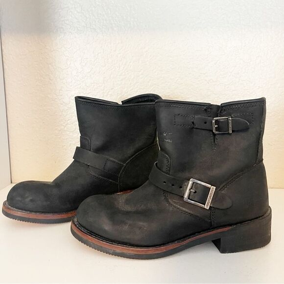 Harley Davidson Motorcycles Women's Leather Boots Short combat boots. 9 - Picture 3 of 9
